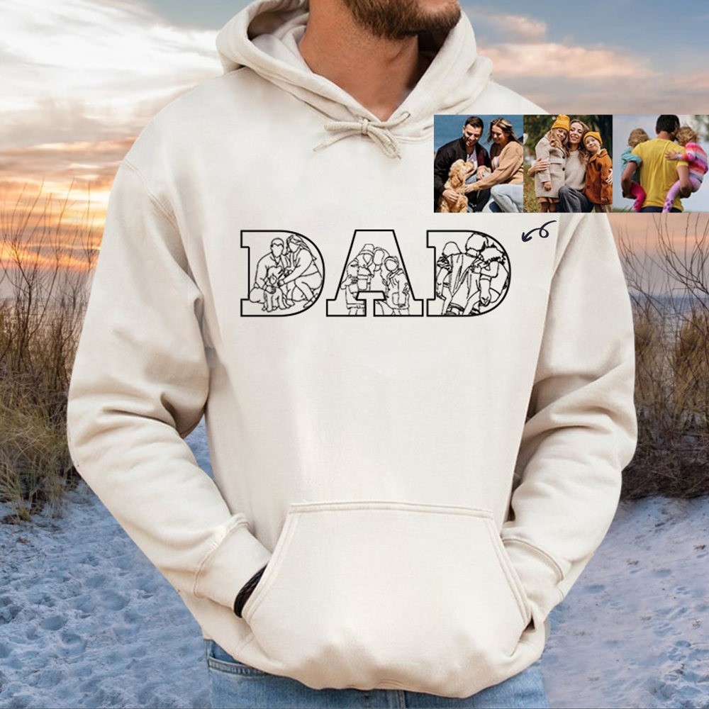 Personalised Photo Outline Embroidered Shirt For Dad Father's Day Gift Ideas