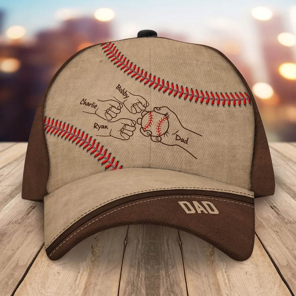 Personalised Fist Bump Cap with Kids Names For Father's Day Gift