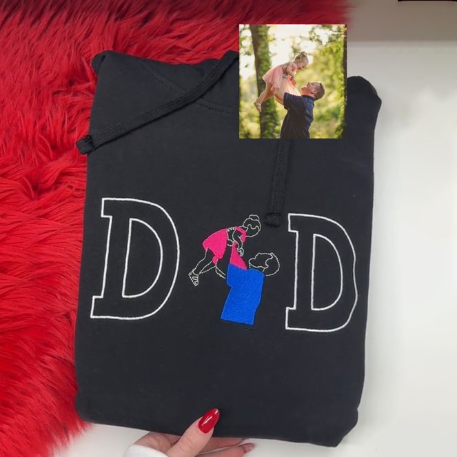 Personalised Photo Outline Embroidered Shirt For Dad Father's Day Gift Ideas