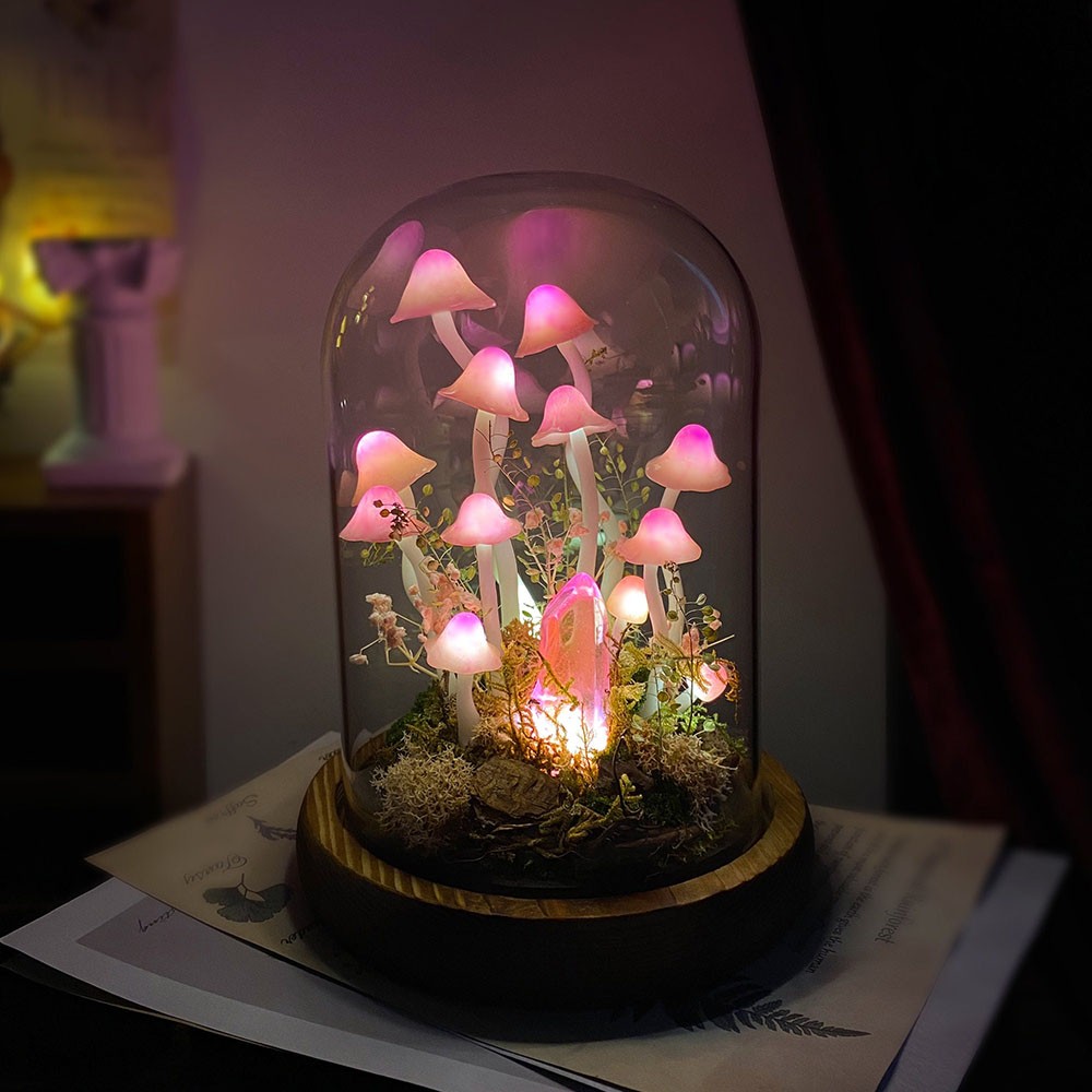 Pink Fairy Tale Mushroom Lamp For Gift Home Decor