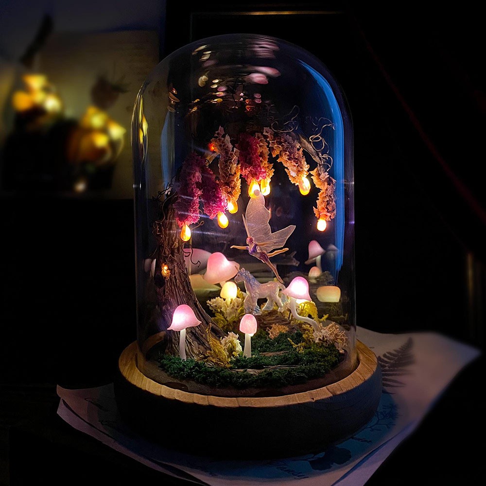 Pink Wisteria Fairy Mushroom Lamp For Gift Home Decor