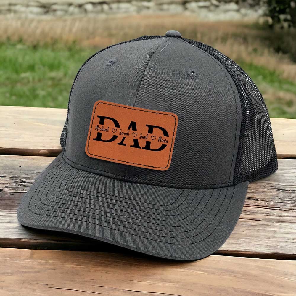 Custom Dad Patch Hat with Kids Names For Father's Day Gift