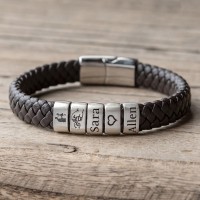 Personalised Men's Bracelet With Name Beads For Dad Father's Day Gifts