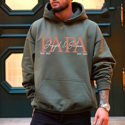 Personalised PAPA Sweatshirt with Kid's Names For Father's Day Gift