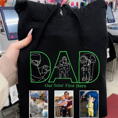 Personalised Photo Outline Embroidered Shirt For Dad Father's Day Gift Ideas