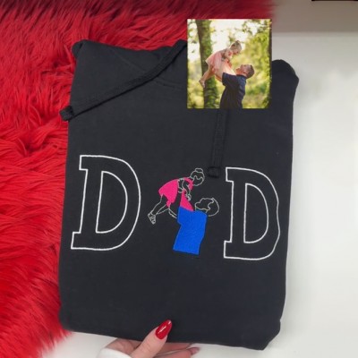 Personalised Photo Outline Embroidered Shirt For Dad Father's Day Gift Ideas