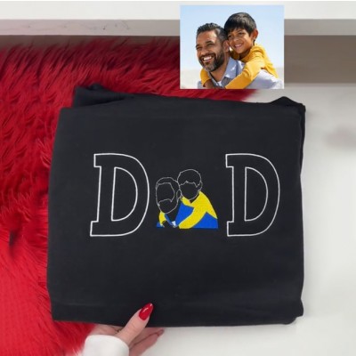 Personalised Photo Outline Embroidered Shirt For Dad Father's Day Gift Ideas