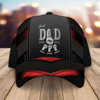 Personalised Best Dad Ever Fist Bump Cap with Kids Names For Father's Day Gift