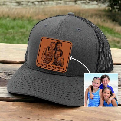 Personalised Outline Portrait Trucker Dad Hat For Father's Day Gift