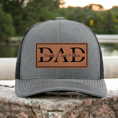 Custom Dad Patch Hat with Kids Names For Father's Day Gift