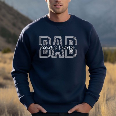 Personalised DAD Sweatshirt with Kid's Names For Father's Day Gift