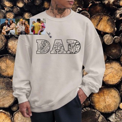 Personalised Photo Outline Embroidered Shirt For Dad Father's Day Gift Ideas