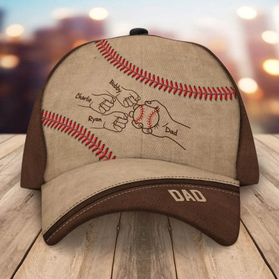 Personalised Fist Bump Cap with Kids Names For Father's Day Gift