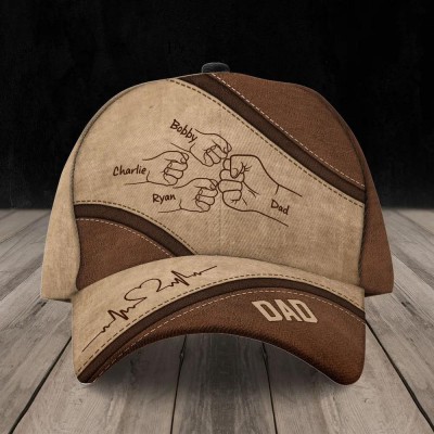 Personalised Best Dad Ever Fist Bump Cap with Kids Names For Father's Day Gift