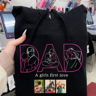 Personalised Photo Outline Embroidered Shirt For Dad Father's Day Gift Ideas