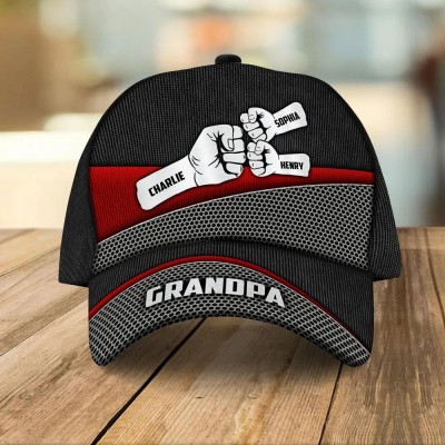 Personalised Fist Bump Cap with Kids Names For Father's Day Gift