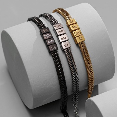 Personalised Men's Bracelet With Custom Beads For Dad Grandad Father's Day Gifts