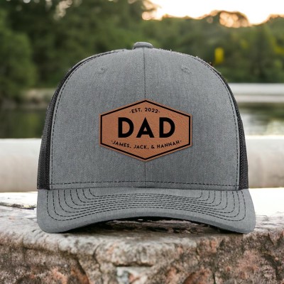 Personalised Dad Patch Hat with Kids Names For Father's Day Gift