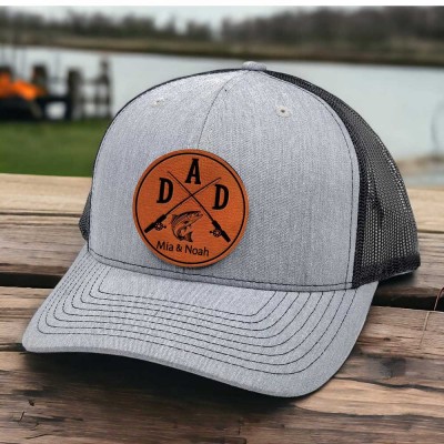 Custom Dad Patch Hat with Kids Names For Father's Day Gift