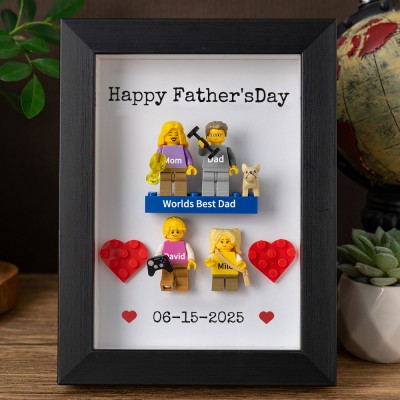Personalised Tiny Figure With Frame and Brick For Dad Father's Day Gift Ideas